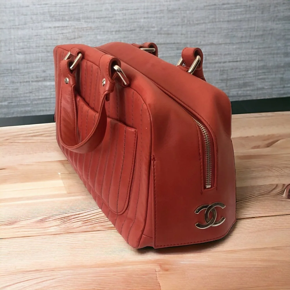 Coral Chanel Mademoiselle Boston Bag